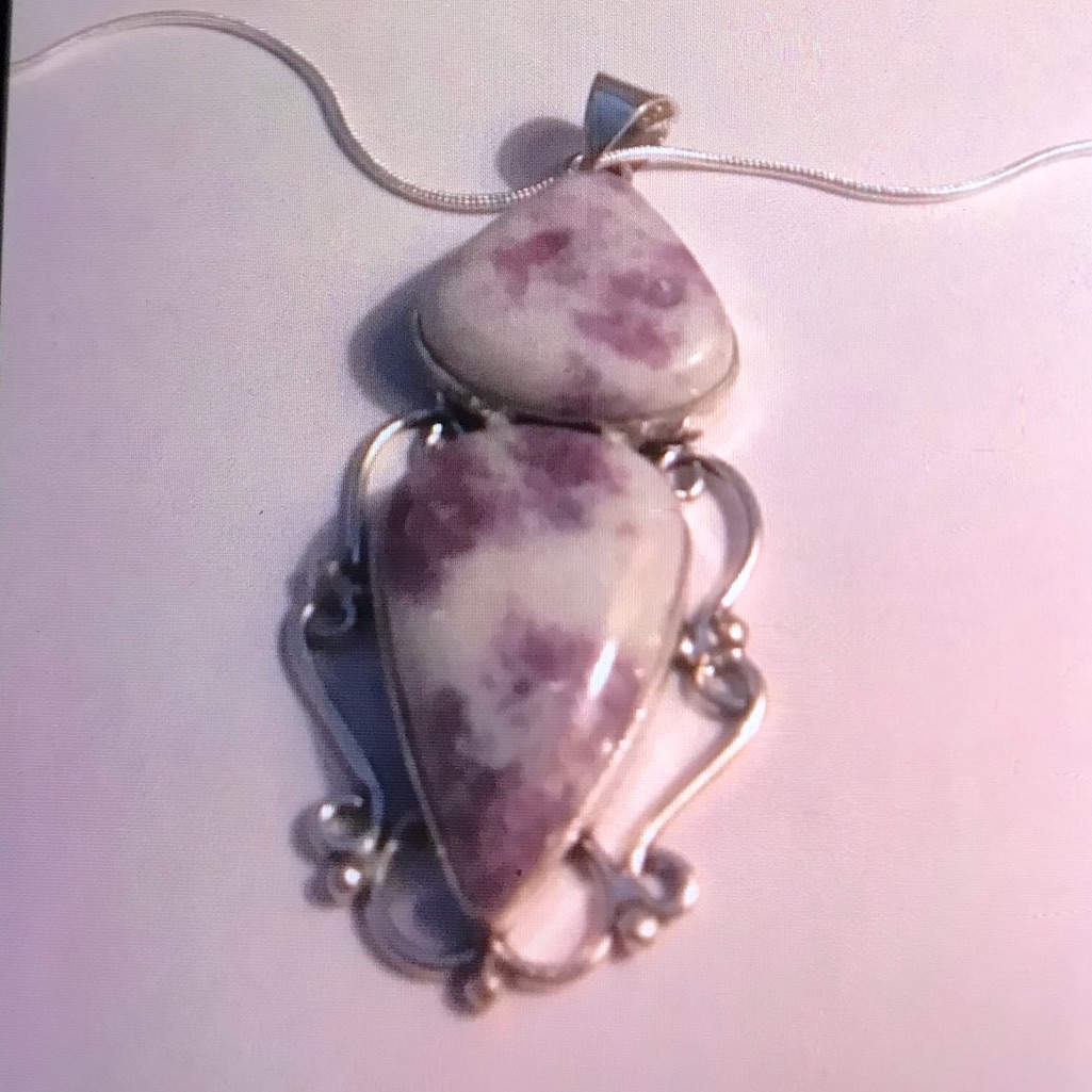 Lepidolite 925 Sterling Silver Necklace 98$